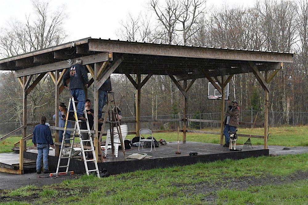 The stage under construction at Arrowhead Ranch in Parksville.